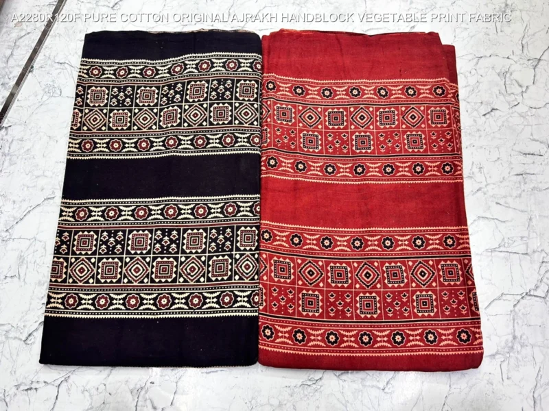 Ajrakh hand block print pure cotton fabric buy online - High-Quality Fabric