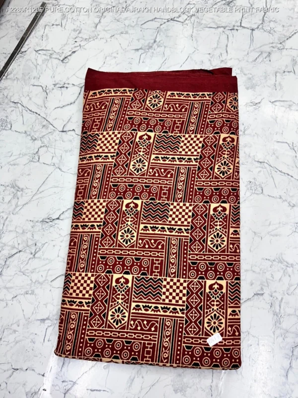 Ajrakh hand block print pure cotton fabric buy online - High-Quality Fabric