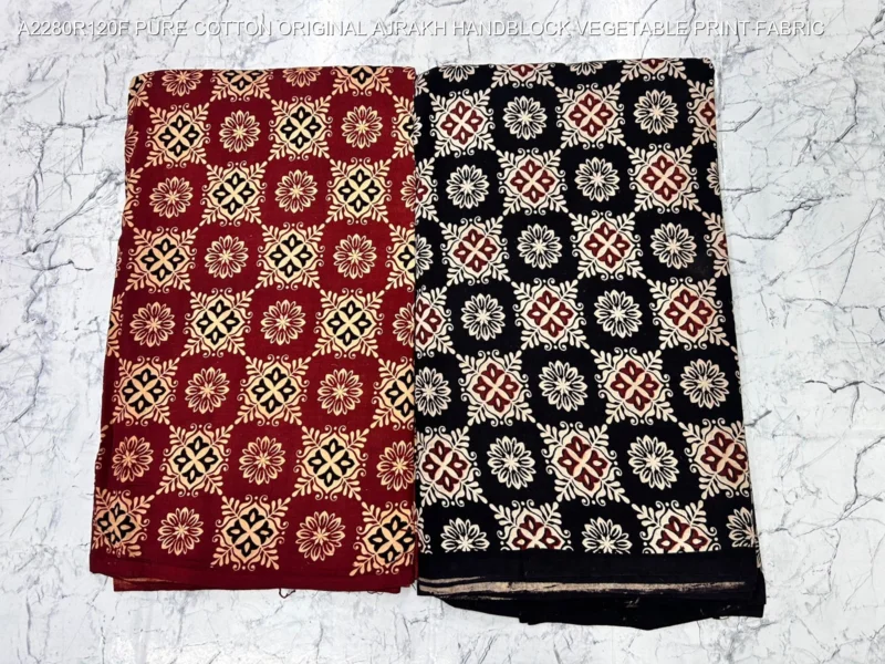 Ajrakh hand block print pure cotton fabric buy online - High-Quality Fabric