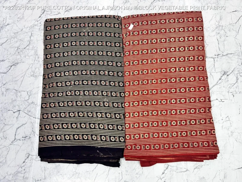 Ajrakh hand block print pure cotton fabric buy online - High-Quality Fabric