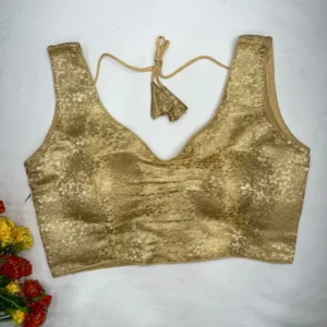 Banarasi silk v neck metallic jari blouse - High-Quality Fabric