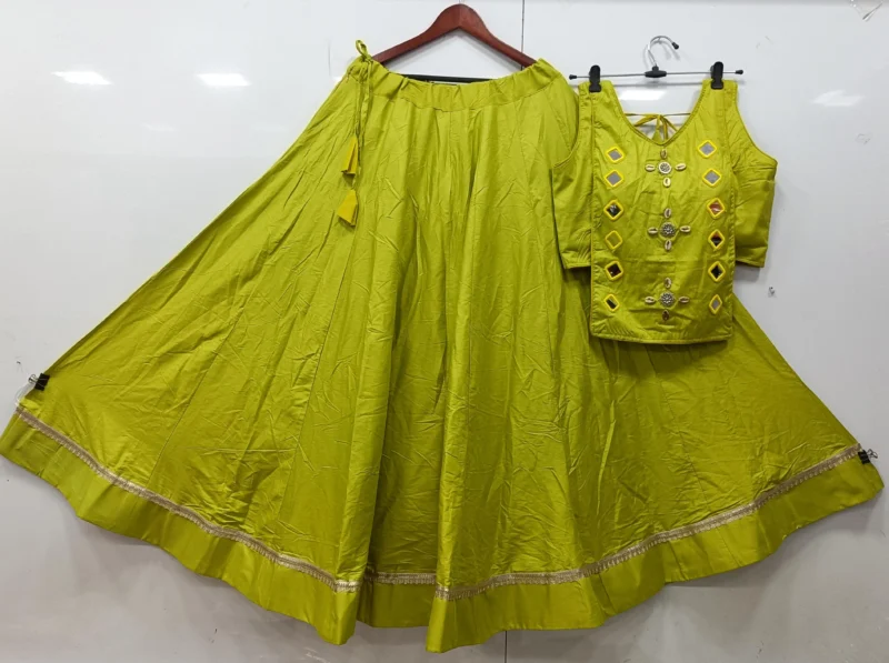 Cotton rayon festival lehenga choli kodi set with mirror work - High-Quality Fabric