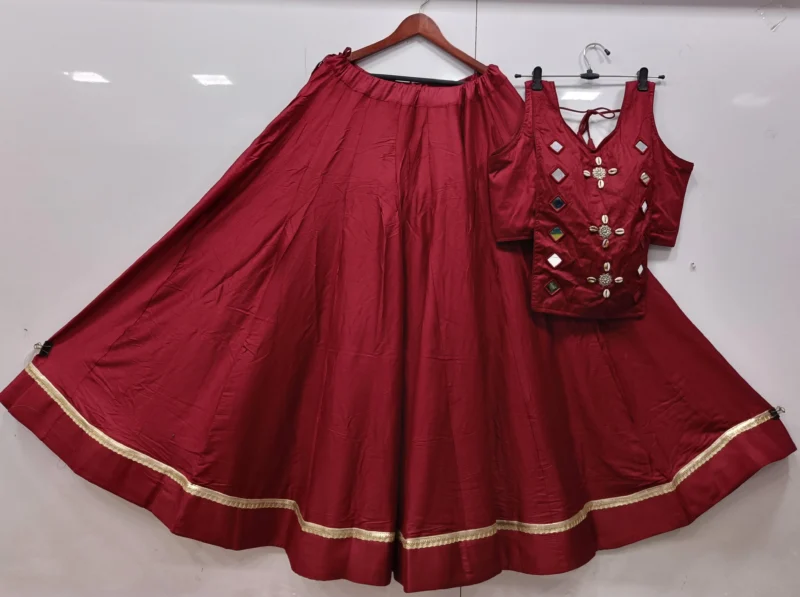 Cotton rayon festival lehenga choli kodi set with mirror work - High-Quality Fabric