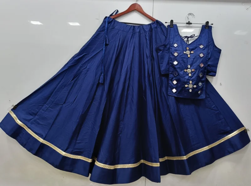 Cotton rayon festival lehenga choli kodi set with mirror work - High-Quality Fabric