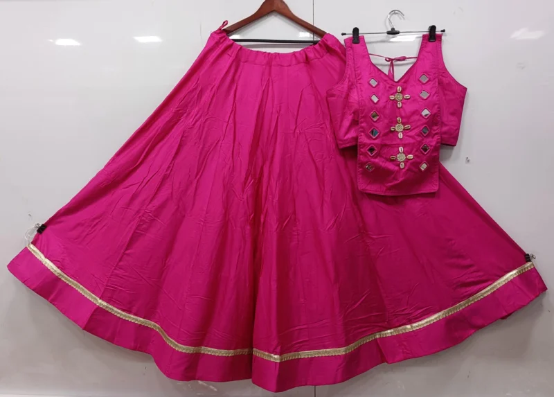 Cotton rayon festival lehenga choli kodi set with mirror work - High-Quality Fabric