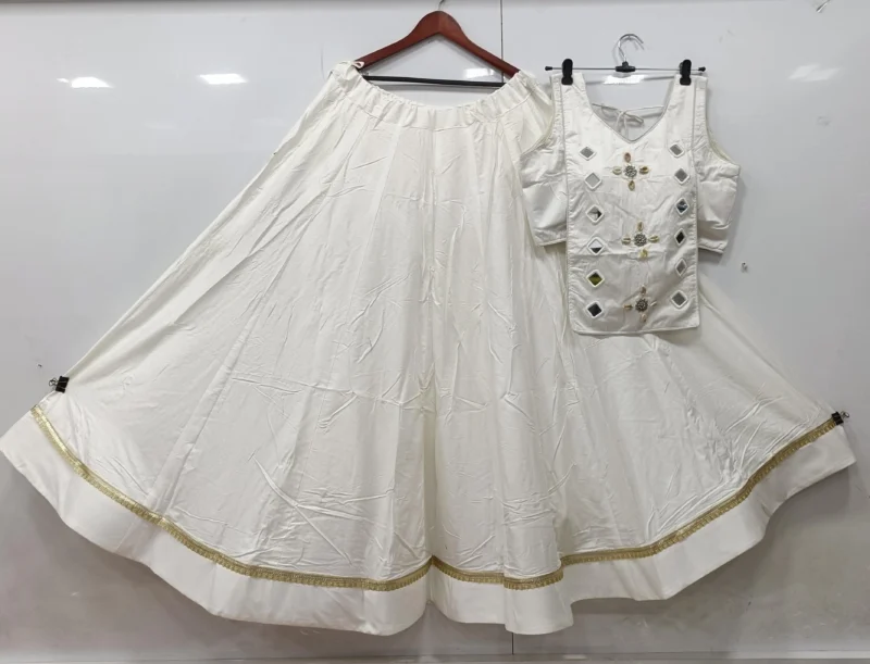 Cotton rayon festival lehenga choli kodi set with mirror work - High-Quality Fabric