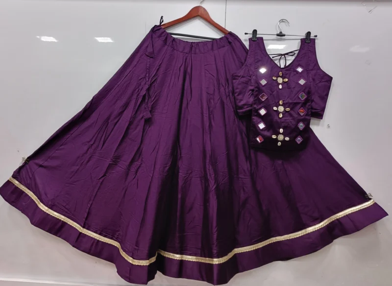 Cotton rayon festival lehenga choli kodi set with mirror work - High-Quality Fabric