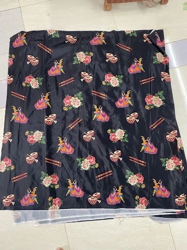 Natural crepe digital print garba design fabric for festive wear - High-Quality Fabric
