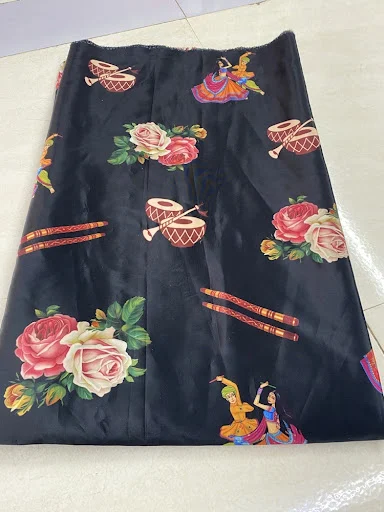 Natural crepe digital print garba design fabric for festive wear - High-Quality Fabric