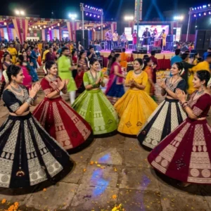 Navratri printed rayon lehenga choli with mirror work - High-Quality Fabric