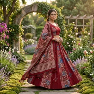 Rayon cotton mirror work lehenga choli set - High-Quality Fabric