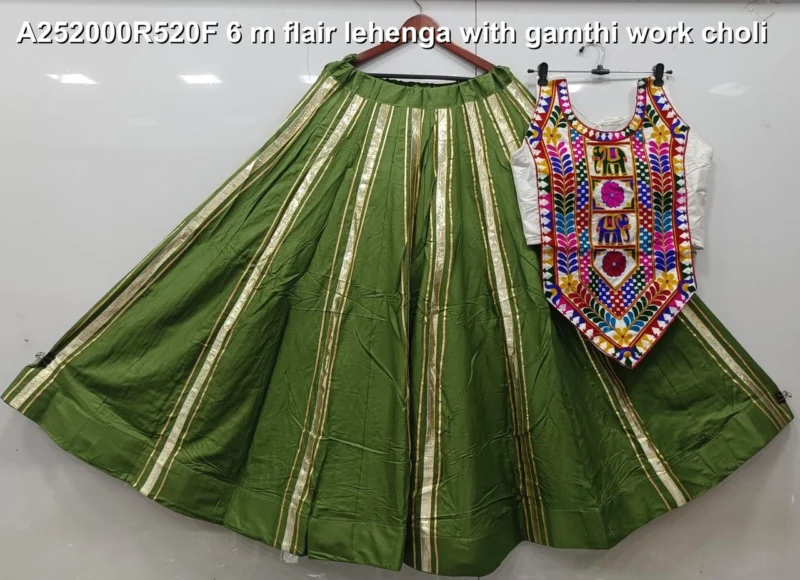 Traditional reyon cotton gamthi work navratri lehenga choli - High-Quality Fabric