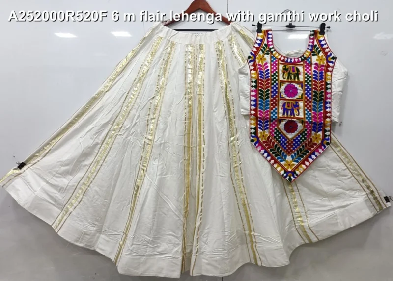 Traditional reyon cotton gamthi work navratri lehenga choli - High-Quality Fabric