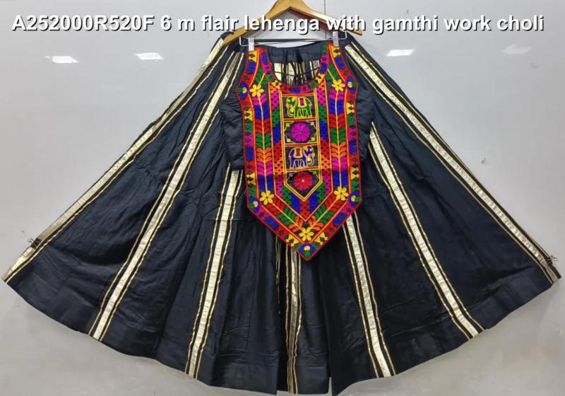 Traditional reyon cotton gamthi work navratri lehenga choli - High-Quality Fabric