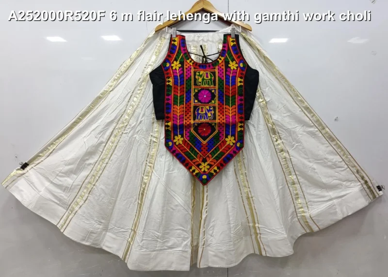 Traditional reyon cotton gamthi work navratri lehenga choli - High-Quality Fabric