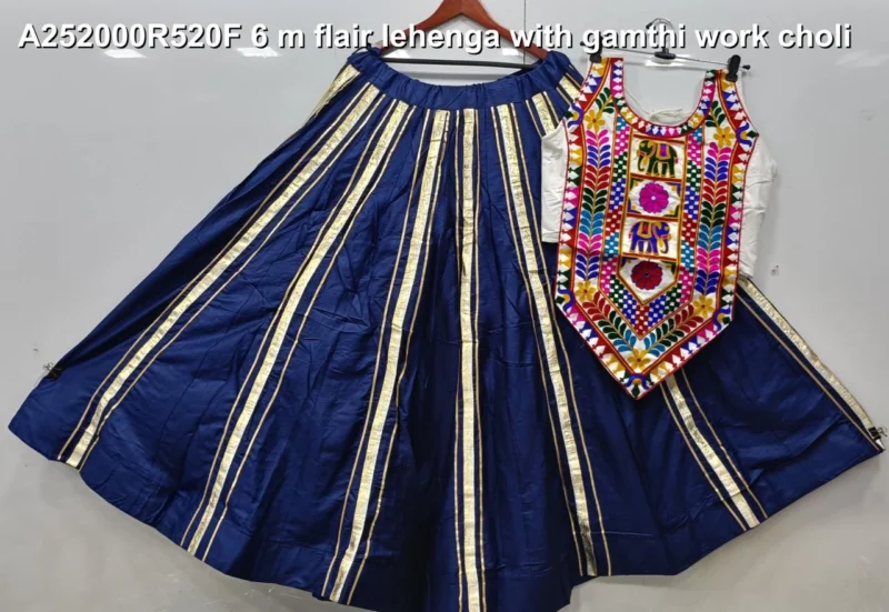 Traditional reyon cotton gamthi work navratri lehenga choli - High-Quality Fabric