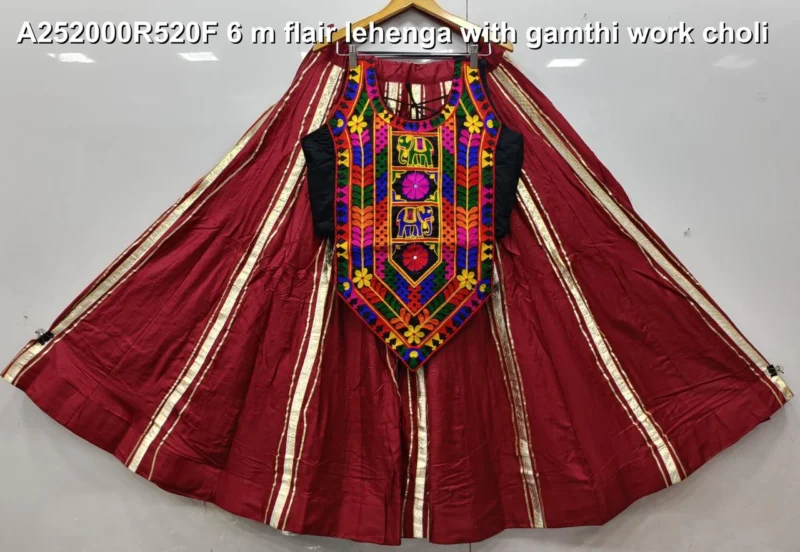 Traditional reyon cotton gamthi work navratri lehenga choli - High-Quality Fabric