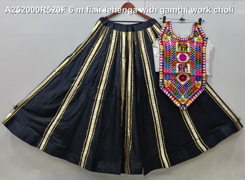 Traditional reyon cotton gamthi work navratri lehenga choli - High-Quality Fabric