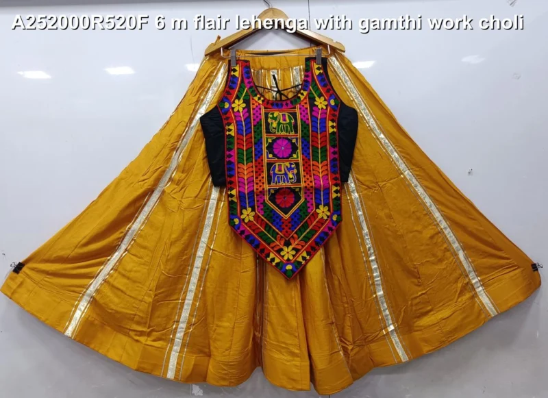 Traditional reyon cotton gamthi work navratri lehenga choli - High-Quality Fabric