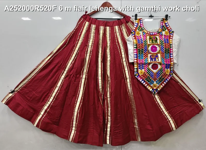 Traditional reyon cotton gamthi work navratri lehenga choli - High-Quality Fabric