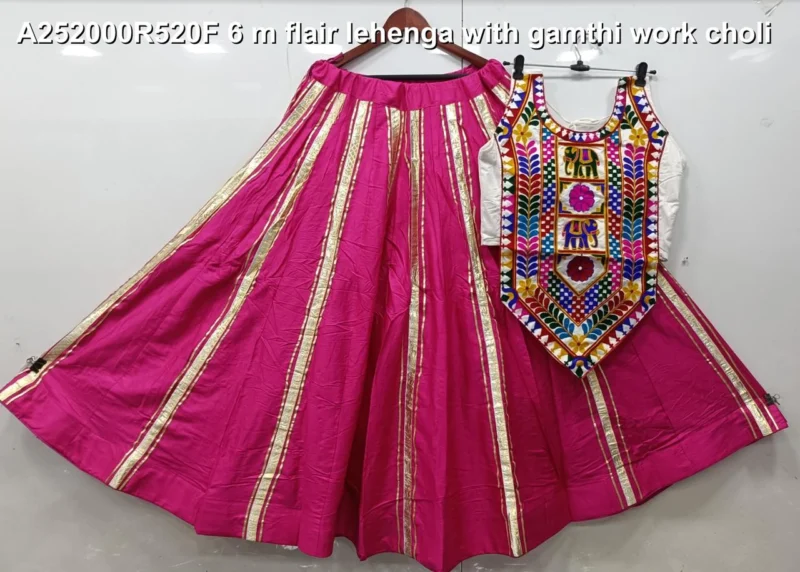Traditional reyon cotton gamthi work navratri lehenga choli - High-Quality Fabric