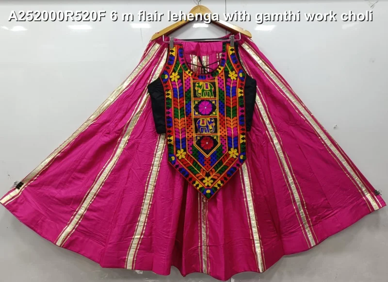 Traditional reyon cotton gamthi work navratri lehenga choli - High-Quality Fabric