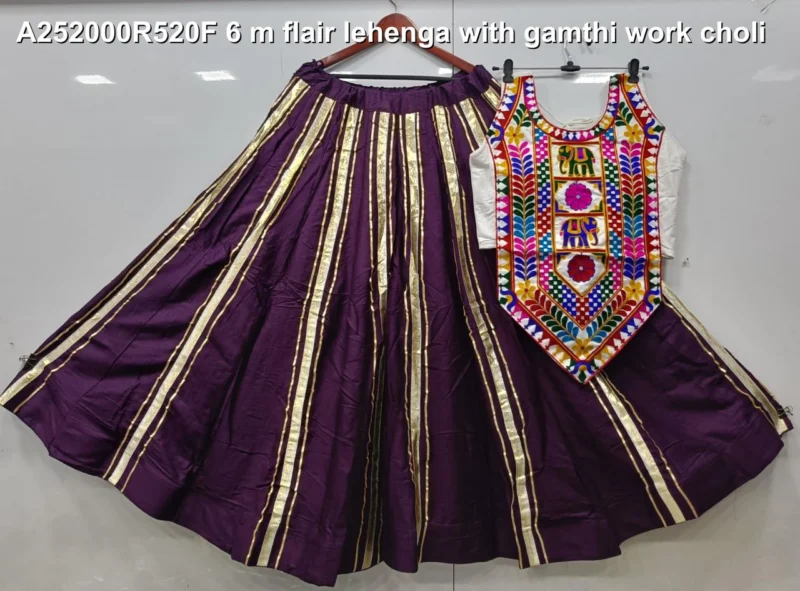 Traditional reyon cotton gamthi work navratri lehenga choli - High-Quality Fabric
