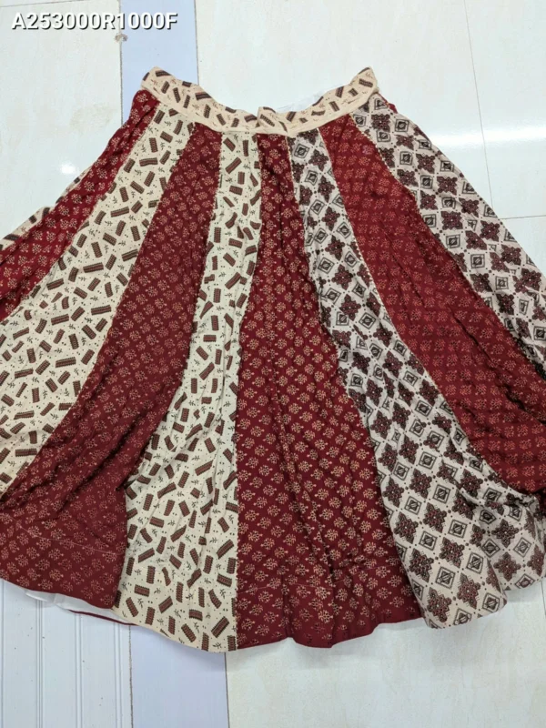 Ajrakh print cotton kali lehenga choli with kodi work - High-Quality Fabric